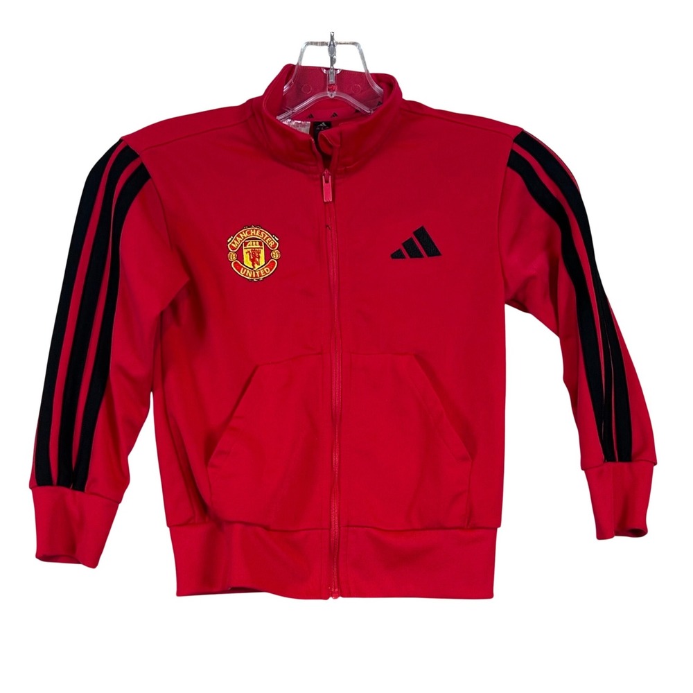 Adidas Manchester United‎ FC Kids Red Climacool Full Zip Track Jacket Size 5-6Y